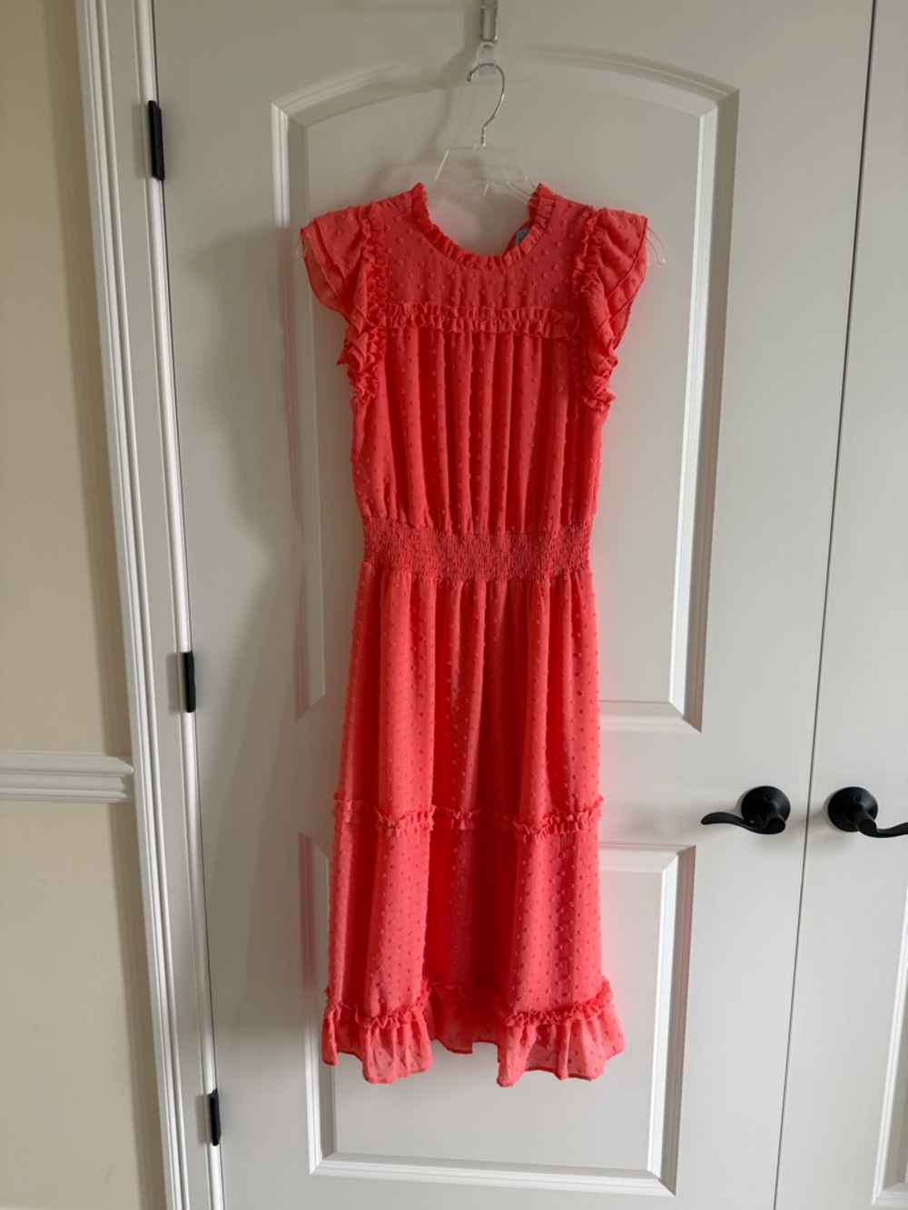 CeCe Coral Ruffle Midi Dress Worn 1x